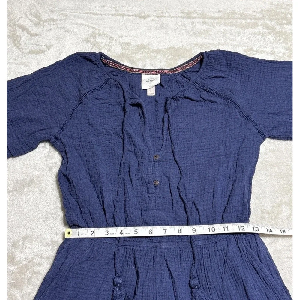Knox Rose Romper Womens Large Cotton Gauze Elastic Smock Waist Peasant Boho